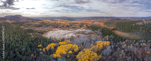 Aerial Of Northern Quebec Canada Open Mining