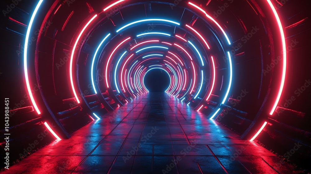 Fototapeta premium Radiating Neon Light Burst, futuristic flashes, Motion lights, Colorful Streaks on Dark Background