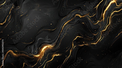 Abstract Black and Gold Swirls