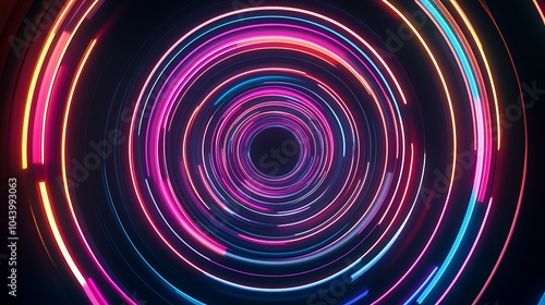 Radiating Neon Light Burst, futuristic flashes, Motion lights, Colorful Streaks on Dark Background