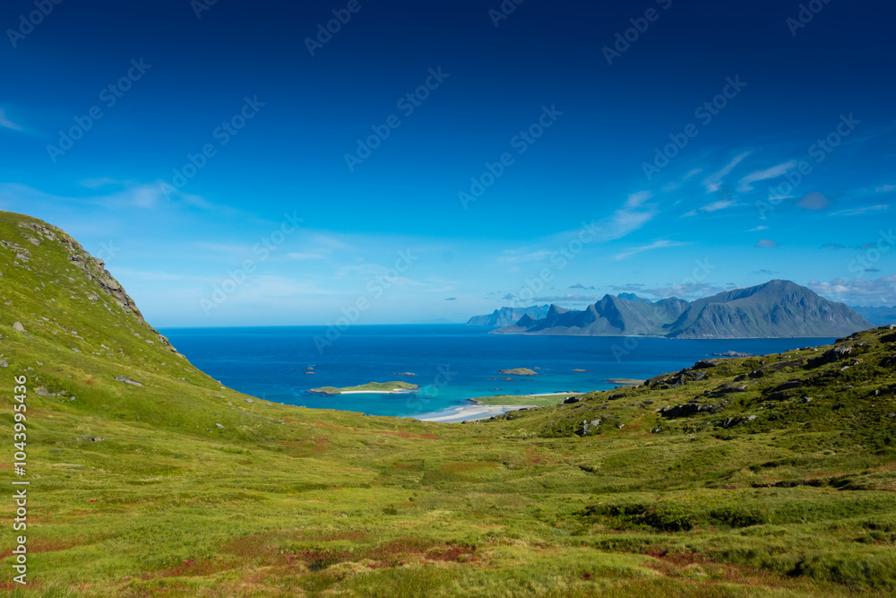 Beautiful landscape of the Lofoten Island from Ryten Mount, Norway Beautiful landscape of the Lofoten Island from Ryten Mount, Norway