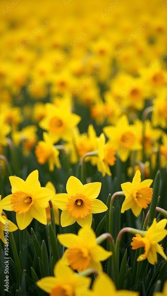 Fototapeta premium Cheerful background of vibrant yellow daffodils