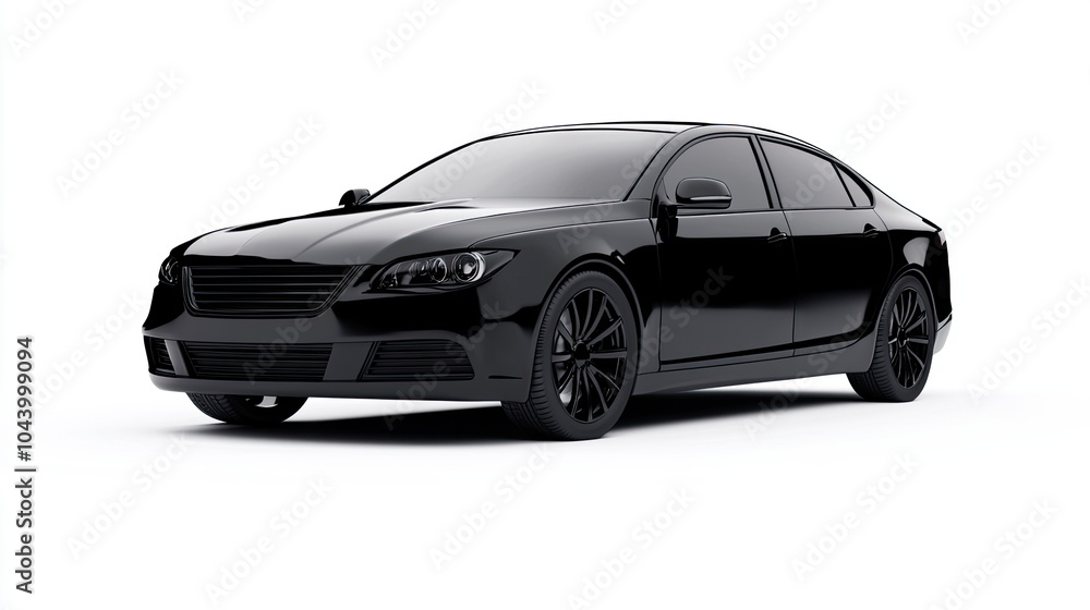 Sleek Black Sedan on White Background Sleek Black Sedan on White Background