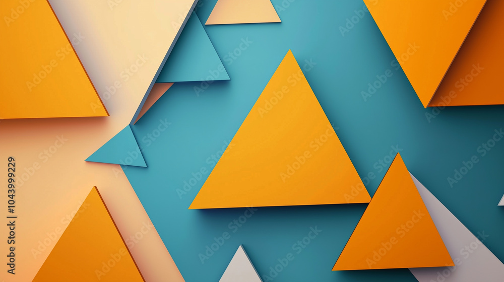 Minimalist abstract background with Vibrant green teal and orange triangles. Minimalist abstract background with Vibrant green teal and orange triangles.