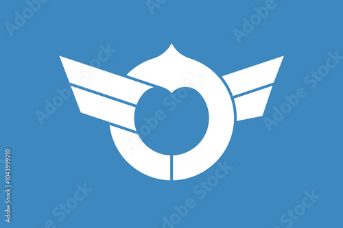 Flag of Shiga Prefecture (Japan) vector, Lake Biwa, with wings