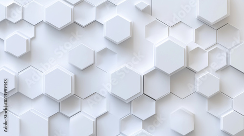 Minimalist modern abstract clean white background design with smooth textured material in hexagons geometric pattern 