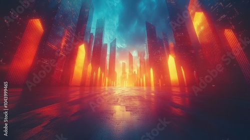 Wallpaper Mural visual representation of business communication and growth featuring upward arrows and graphs in a wideangle perspective ideal for banners and advertisements exuding professionalism Torontodigital.ca