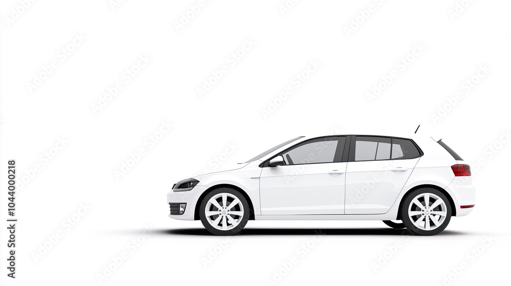 Sleek White Hatchback Car on Minimalist Background Sleek White Hatchback Car on Minimalist Background