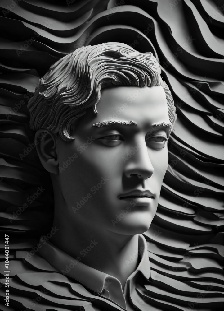 Painting in black and white of a face
Painting in black and white of a face