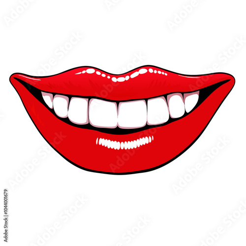 Realistic lips female smile illustration on a isolated white background (5)