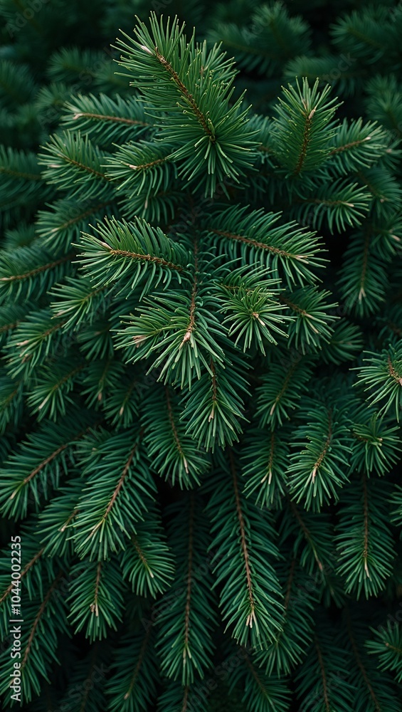 Obraz premium Dark green pine needles densely layered creating a sharp fresh forest background