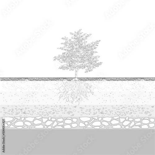 forest section, soil layer landscape drawing pattern. texture interior background line art. set of graphics elements drawing for architecture and landscape design. cad pattern