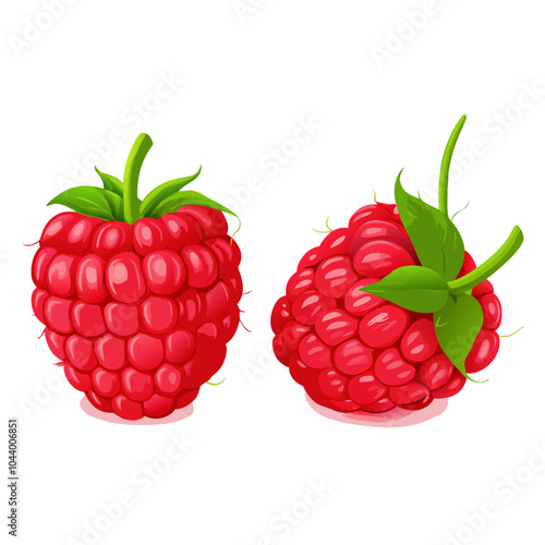 Realistic red ripe raspberries isolated on background. Natural summer fruit on a isolated white background (4)