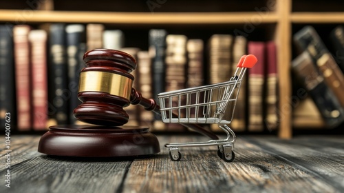 Consumer rights and protection, law concept with shopping cart --ar 16:9 --v 6.1 Job ID: 1daac028-e472-457d-95c2-ee0678dba448