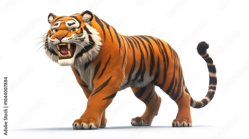 Obraz premium A cartoon tiger with an angry expression.
