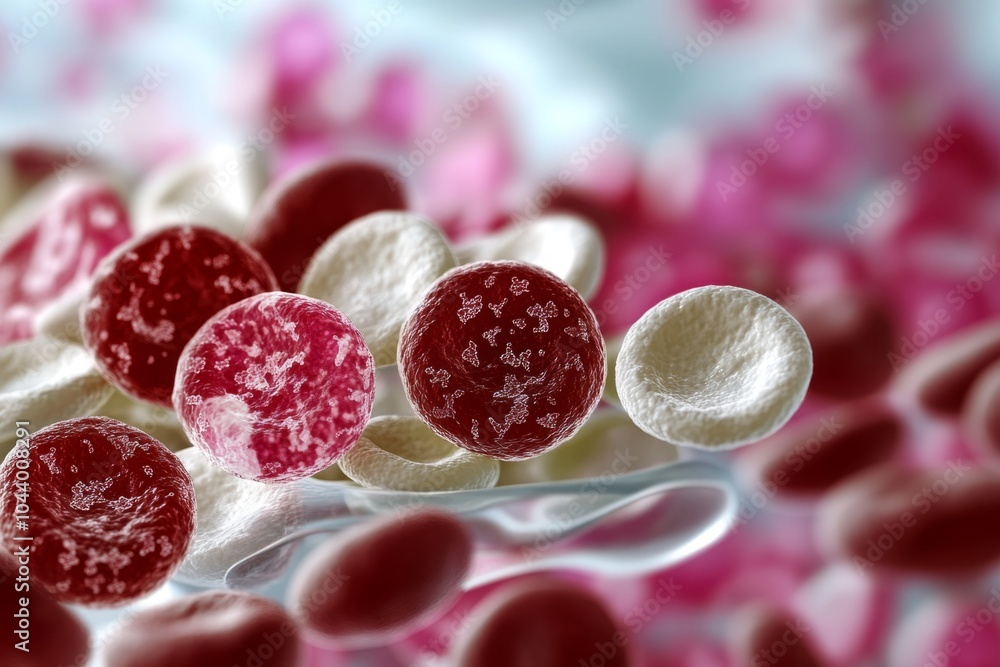 Platelets in a blood smear, with their small, irregular shapes standing out against the smoother, rounder red blood cells Platelets in a blood smear, with their small, irregular shapes standing out against the smoother, rounder red blood cells