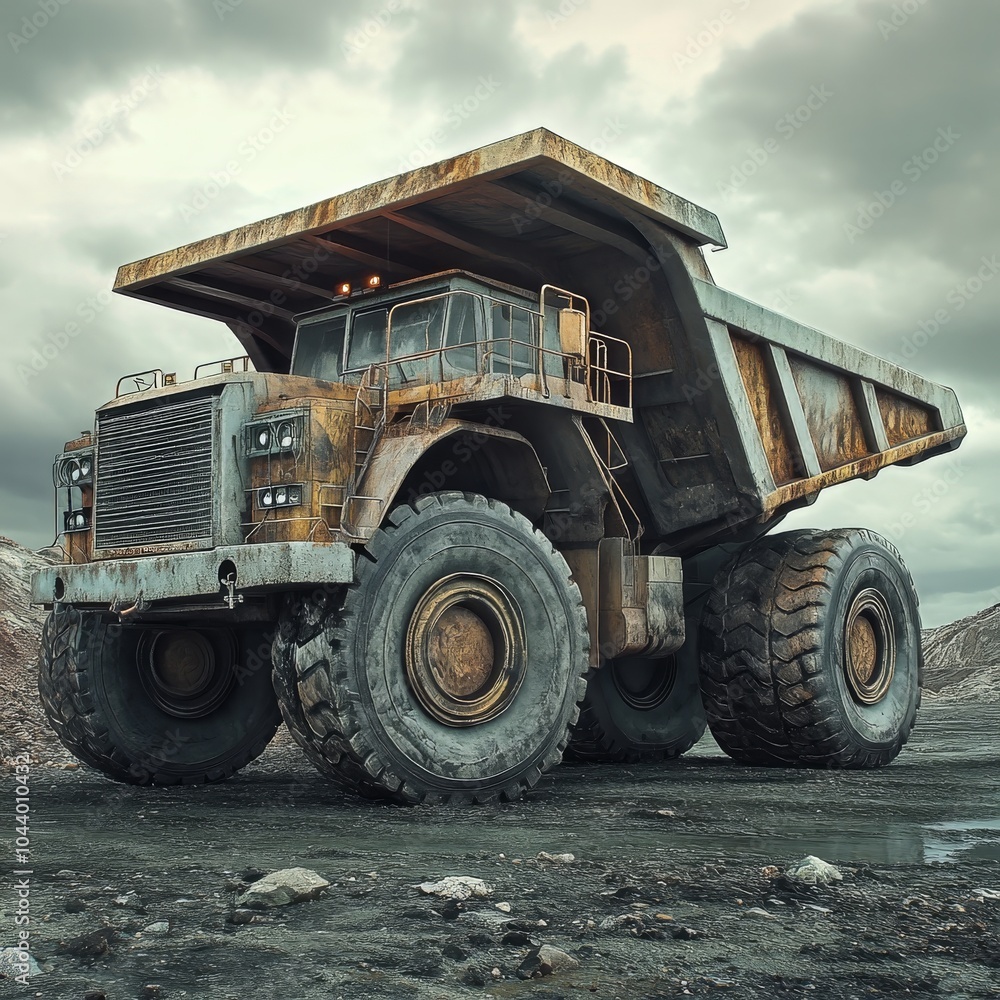 Ultra-realistic image of a mining dump truck in a working environment Ultra-realistic image of a mining dump truck in a working environment