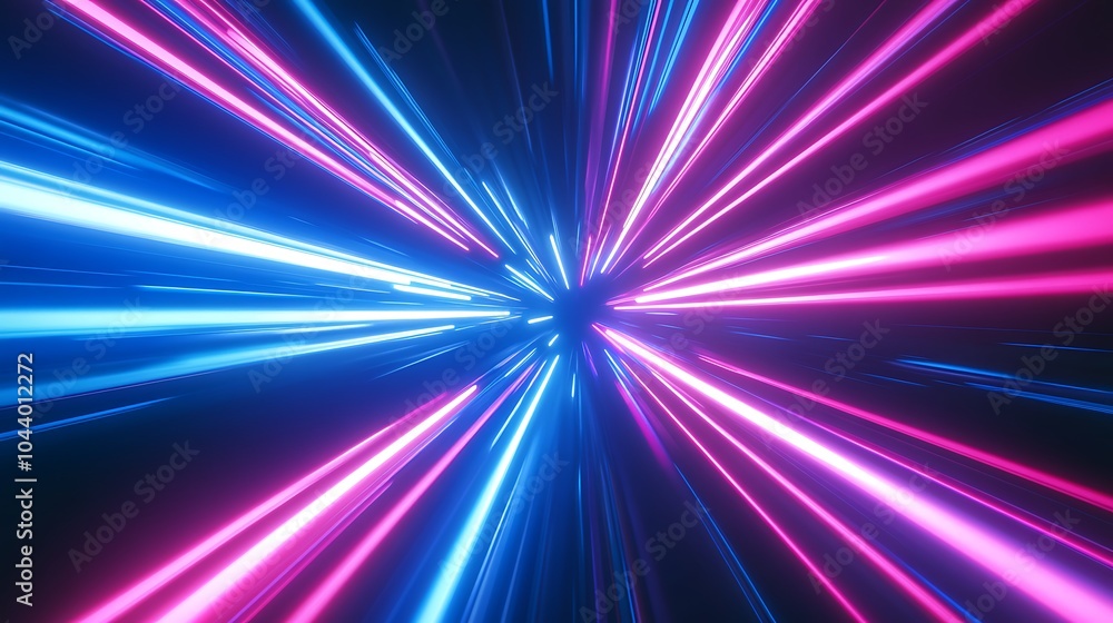 Radiating Neon Light Burst, futuristic flashes, Motion lights, Colorful Streaks on Dark Background Radiating Neon Light Burst, futuristic flashes, Motion lights, Colorful Streaks on Dark Background