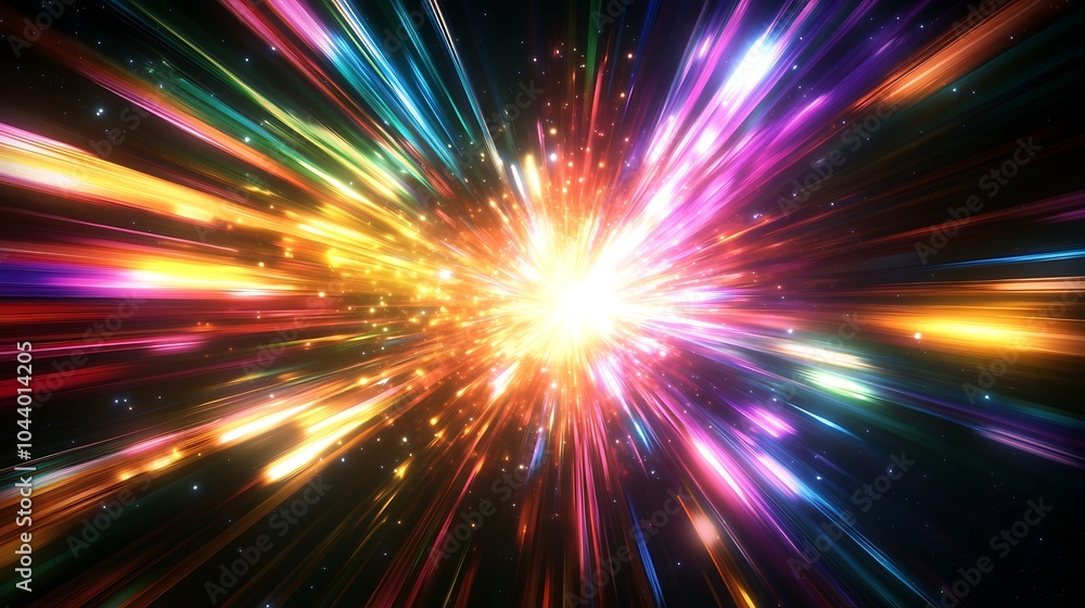 Radiating Neon Light Burst, futuristic flashes, Motion lights, Colorful Streaks on Dark Background Radiating Neon Light Burst, futuristic flashes, Motion lights, Colorful Streaks on Dark Background