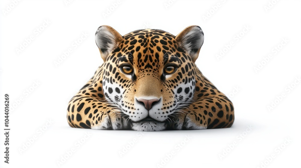 Fototapeta premium Jaguar - animal front view, isolated on white, shadow