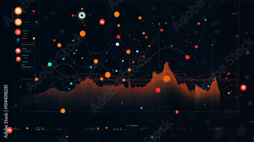 Futuristic Digital Interface Modern Data Screen with Global Indicators, Data Streams, and Complex Forecasting Models photo