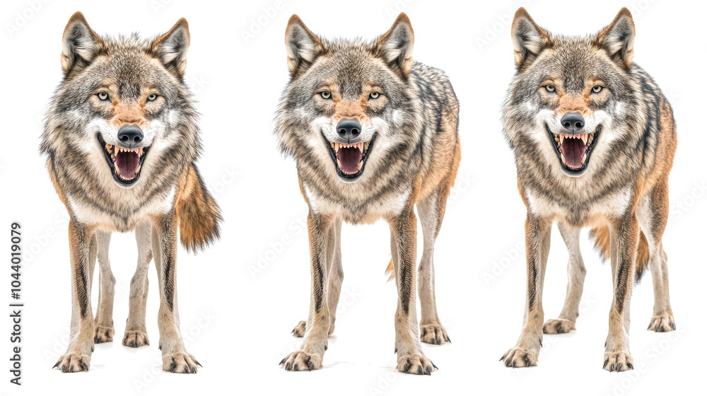 Ferocious Wolves in Fierce Poses Isolated on Transparent Background Generative AI Ferocious Wolves in Fierce Poses Isolated on Transparent Background Generative AI