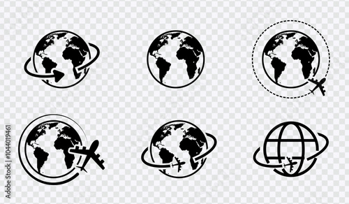 "Globe icon set for web images, perfect for global designs and navigation use."