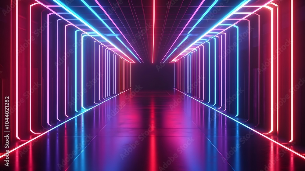 Fototapeta premium Radiating Neon Light Burst, futuristic flashes, Motion lights, Colorful Streaks on Dark Background