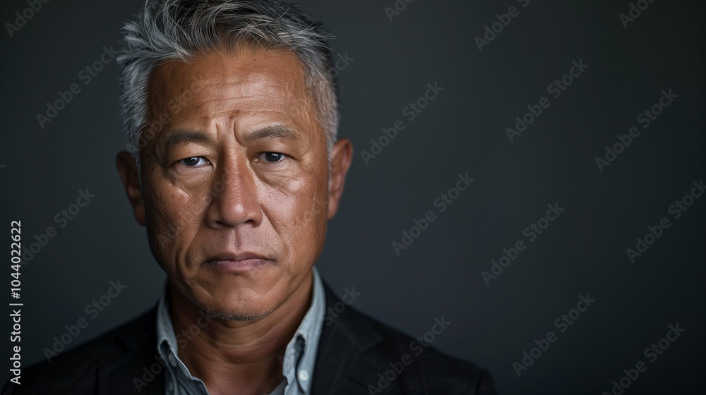 Thoughtful portrait of a mature businessman with grey hair on a dark background Thoughtful portrait of a mature businessman with grey hair on a dark background