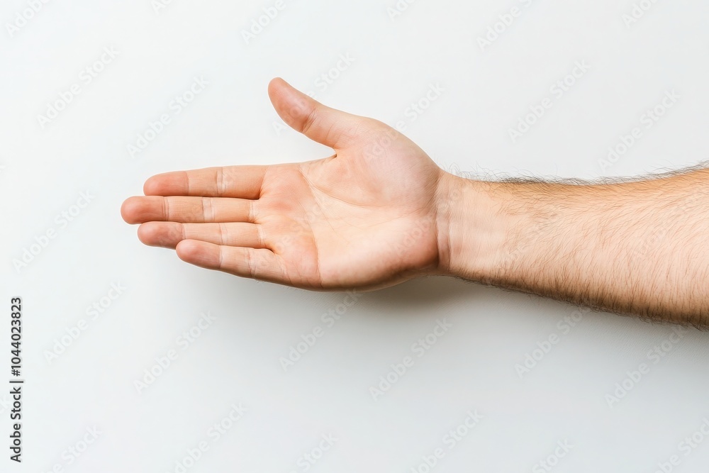 A gesturing hand extends towards the viewer, open and ready for a handshake, symbolizing partnership, cooperation, and connection on a clean white backdrop. A gesturing hand extends towards the viewer, open and ready for a handshake, symbolizing partnership, cooperation, and connection on a clean white backdrop.