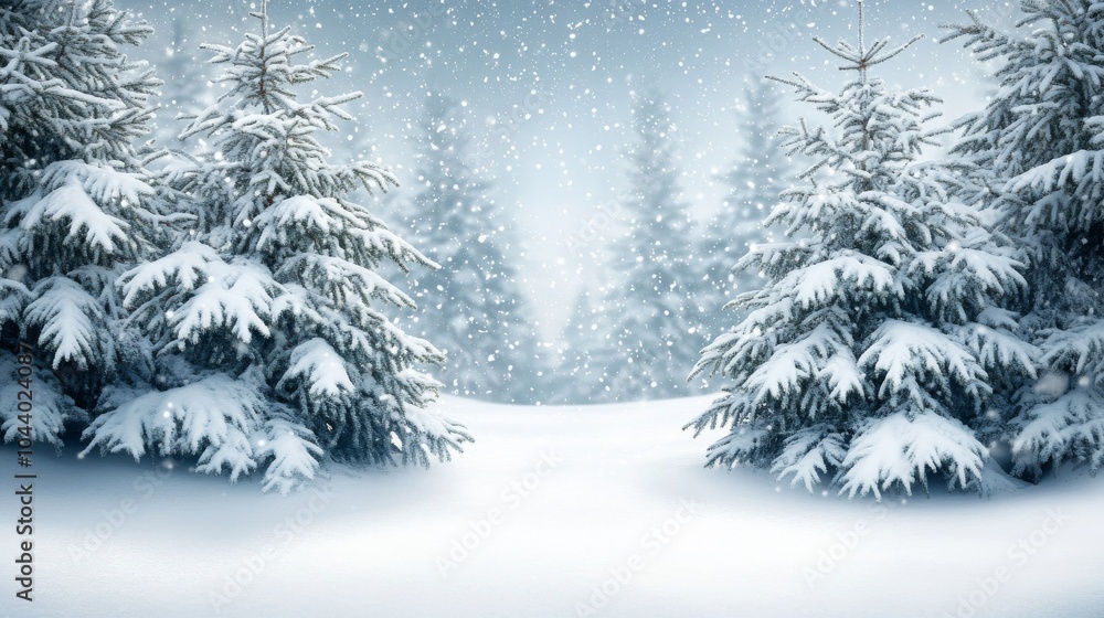 Snow covered trees bow gracefully beneath the weight of heavy snow in a tranquil forest Snow covered trees bow gracefully beneath the weight of heavy snow in a tranquil forest