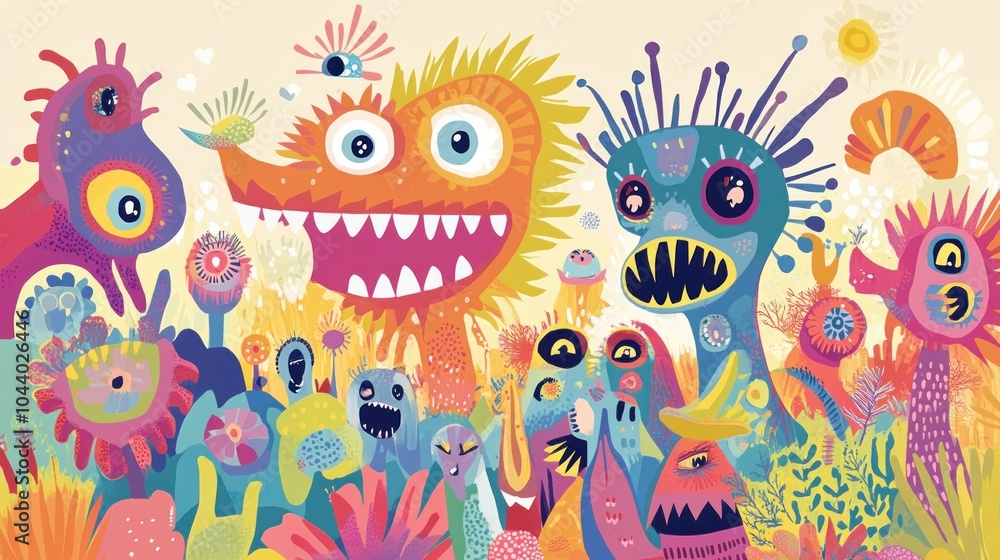Colorful cartoon monster illustration. Colorful cartoon monster illustration.
