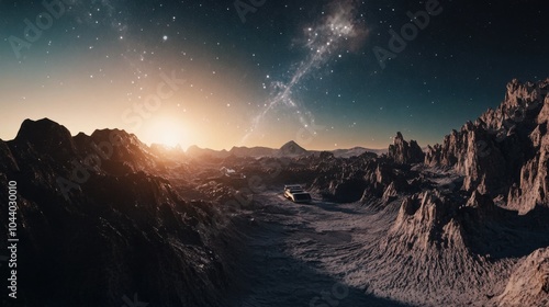 Robotic exploration of alien landscapes on distant planets, Innovative style, photo of