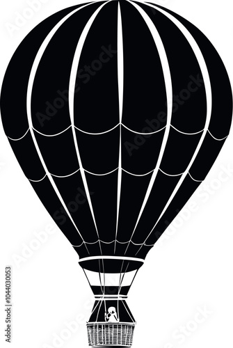 Hot air balloon Vector Black Silhouette Design For T-Shirt