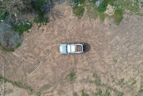 Aerial view of SUV off roading