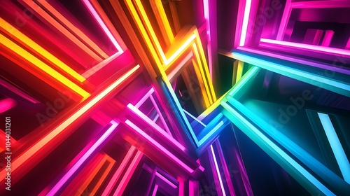 Radiating Neon Light Burst, futuristic flashes, Motion lights,  Colorful Streaks on Dark Background