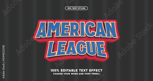 American League: Step up your game with this bold, vibrant baseball-inspired text effect! Perfect for any sports-themed project, bring the excitement of the game into your designs.
