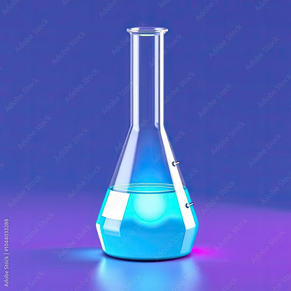 Glowing beaker icon concept with vibrant colorful background Glowing beaker icon concept with vibrant colorful background