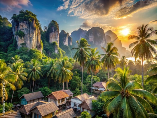 Nestled at Railay Beach West, Serene Village Homes and Tropical Palms provide a peaceful escape in Ao Nang, Krabi, Thailand, combining comfort with breathtaking landscapes.