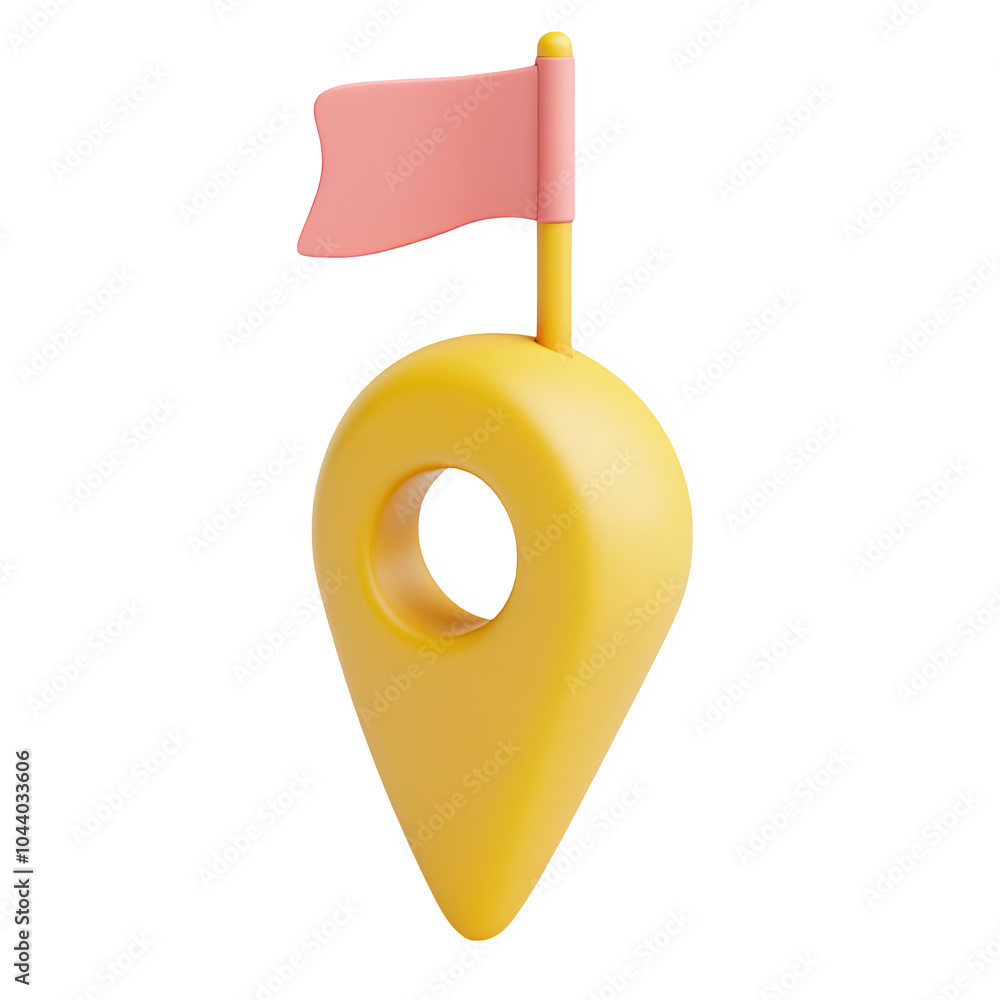 Location marker 3d icon PNG, cartoon style minimal on transparent, isolate on white background