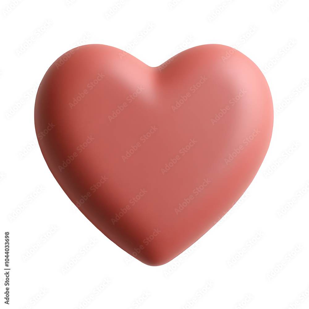 Heart shape 3d icon PNG, cartoon style minimal on transparent, isolate on white background