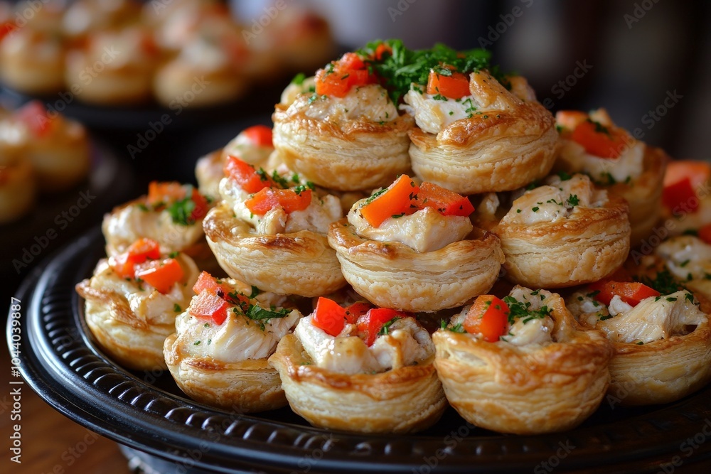 Appetizers with puff pastry and savory filling Appetizers with puff pastry and savory filling