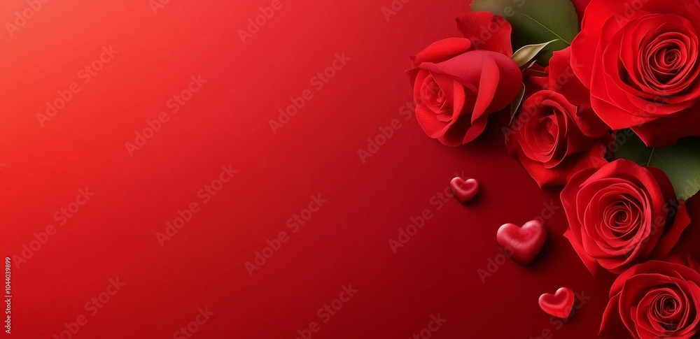 Sweet modern banner with free space for text. A bouquet of red roses. Background of flowers. Festive background of roses for March 8th, Valentine's day. A postcard, a banner.
Sweet modern banner with free space for text. A bouquet of red roses. Background of flowers. Festive background of roses for March 8th, Valentine's day. A postcard, a banner.