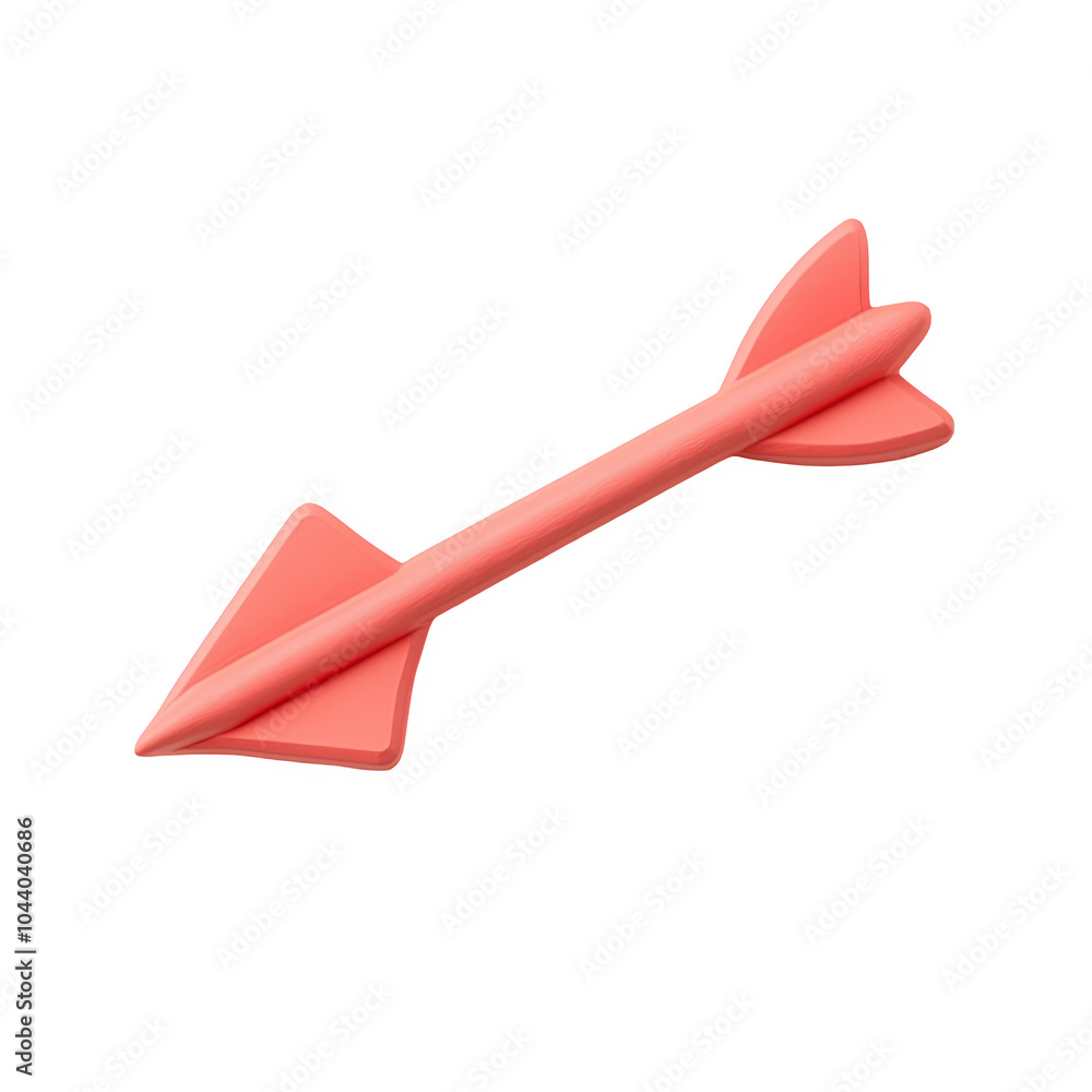 Red arrow downward 3d icon PNG, cartoon style minimal on transparent, isolate on white background
