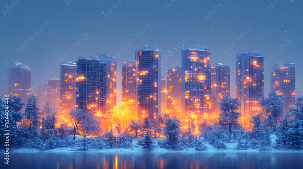 Mesmerizing 3D Low Poly Visualization of a Modern Cityscape at Dusk with Park Areas and a Serene Atmosphere Mesmerizing 3D Low Poly Visualization of a Modern Cityscape at Dusk with Park Areas and a Serene Atmosphere
