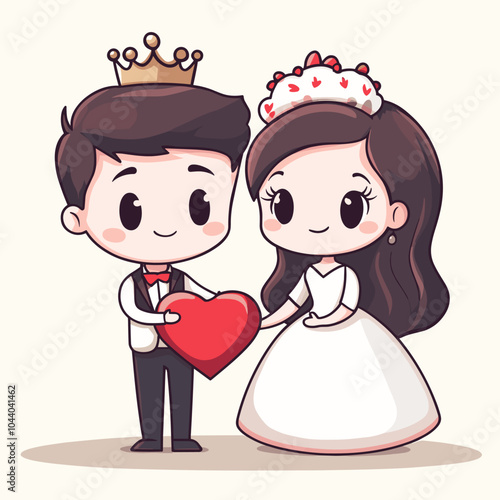 vector simple drawing boy gives girl heart .Generative AI