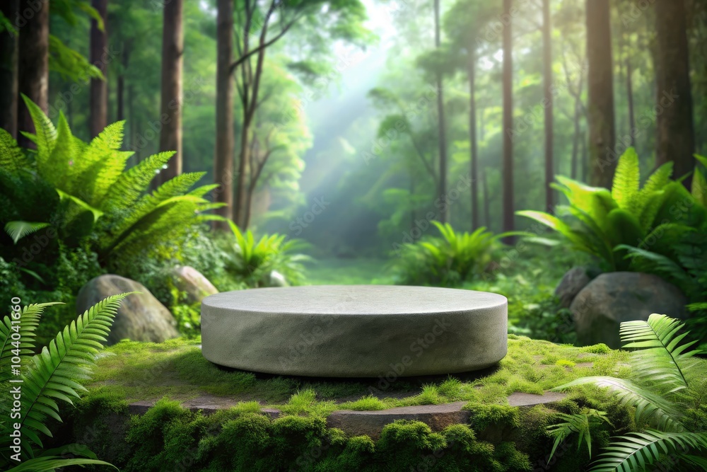 Panoramic Stone Forest Podium Display for Nature-Inspired Product Showcase Panoramic Stone Forest Podium Display for Nature-Inspired Product Showcase