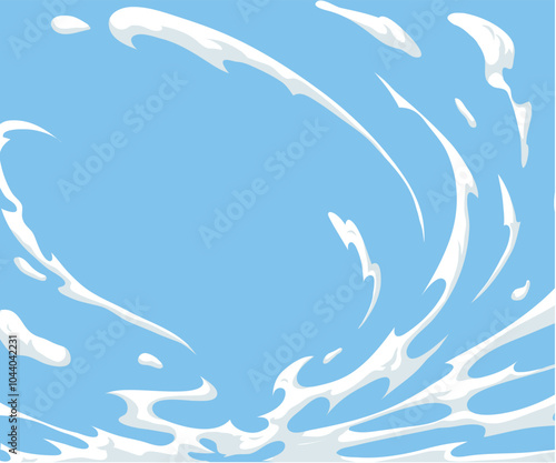 Comic book cartoon blue sky backgrounds. Pop art cloud design template page. Hand drawn vector explosion art illustration. 