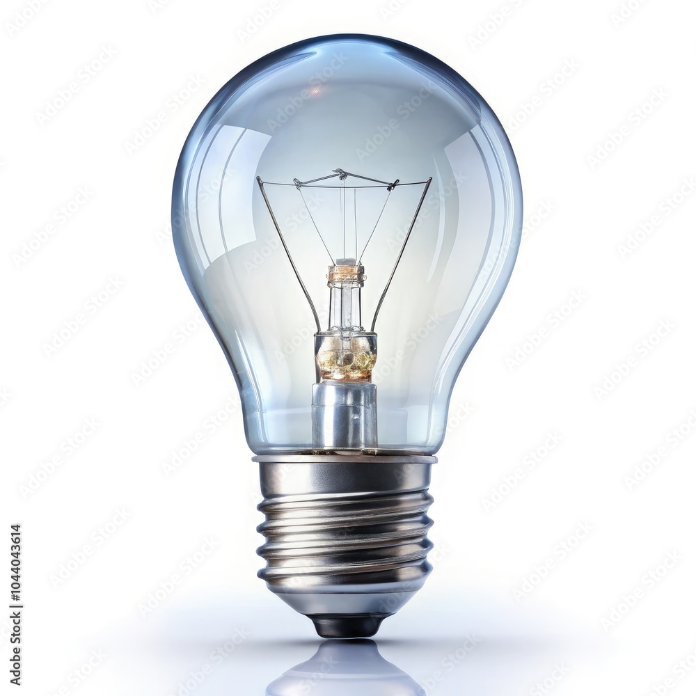 A transparent light bulb showcasing the classic filament design in standard size. Generative AI A transparent light bulb showcasing the classic filament design in standard size. Generative AI