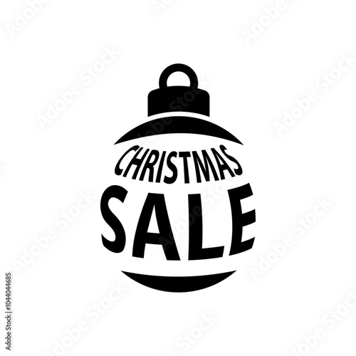 Tiempo de de Navidad. Logo con silueta de bola de navidad en espacio negativo con texto Christmas sale 